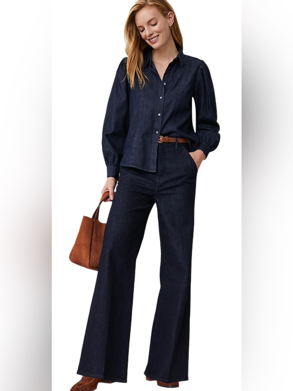 Ann Taylor LOFT Modern Trouser Jeans High Waist and Wide Leg Flap Pocket Size 12